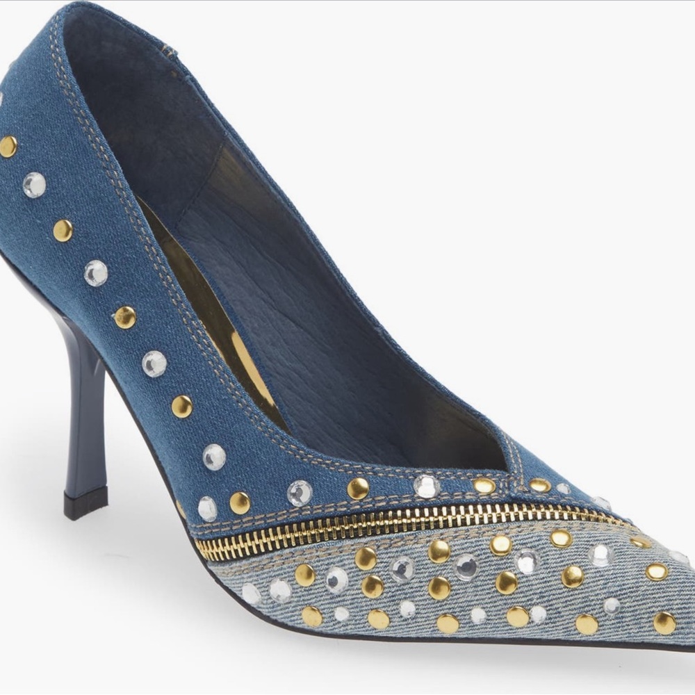 NWT-GIMME-MORE Blue Denim Multi | Womens Jeffrey Campbell Pump